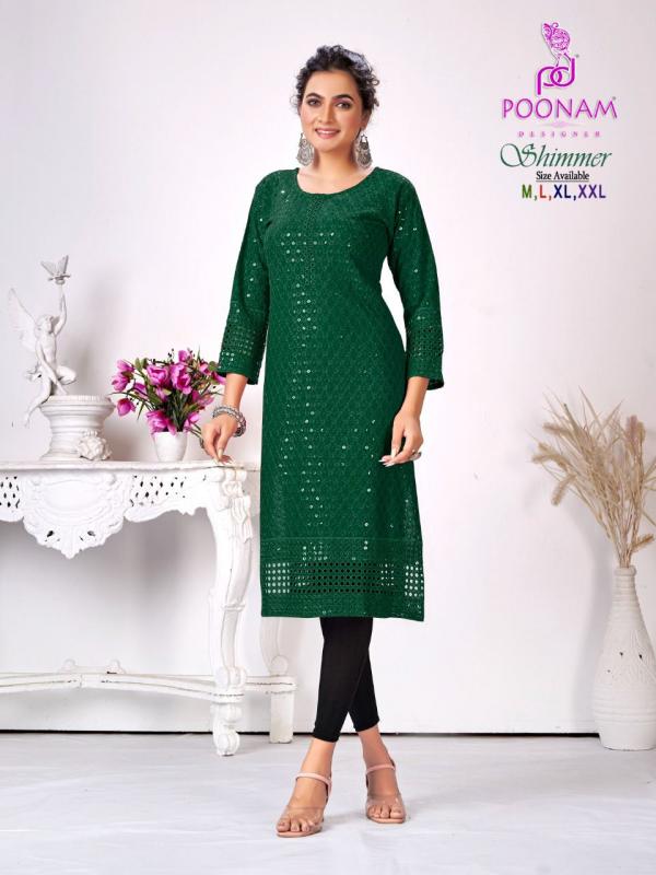 Poonam Shimmer Fancy Wear Sequence Rayon Kurti Collection